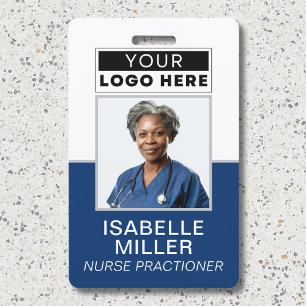 Custom Employee Photo Company Logo ID Navy Badge