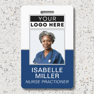 Custom Employee Photo Company Logo ID Navy Badge
