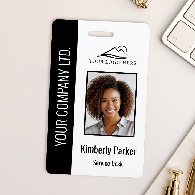 Custom Employee Photo Company Logo Modern Name Badge (Creator Uploaded)