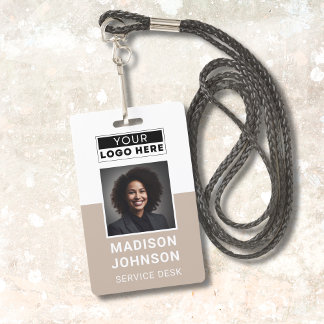 Custom Employee Photo Company Logo Modern Name  Badge