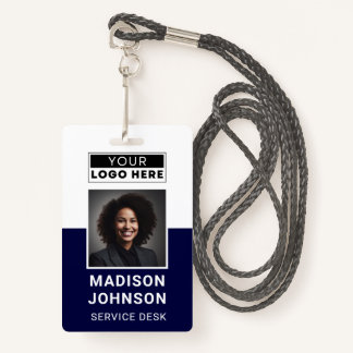 Custom Employee Photo Company Logo Modern Name Badge