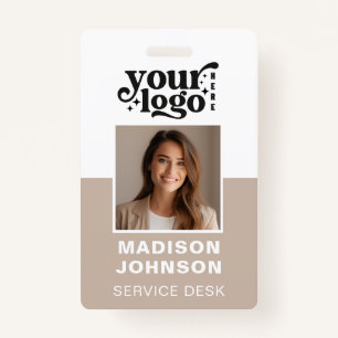 Custom Employee Photo Company Logo Modern QR Badge