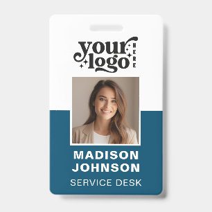 Custom Employee Photo Company Logo Modern QR Badge