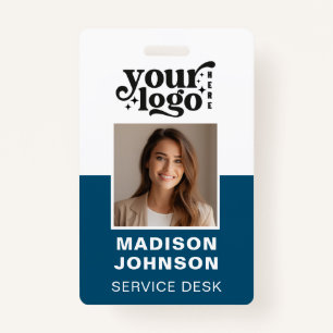 Custom Employee Photo Company Logo Modern QR Badge