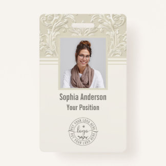 Custom Employee Photo Company QR Code Classic Badge