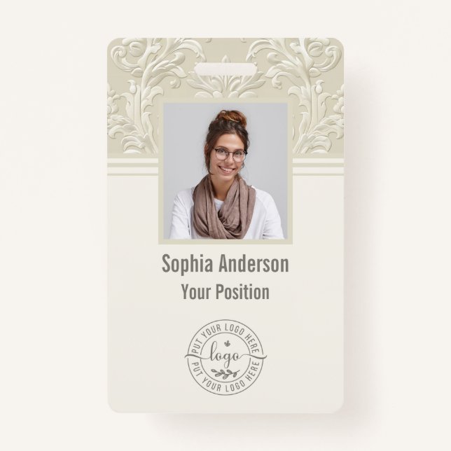 Custom Employee Photo Company QR Code Classic  Badge (Front)