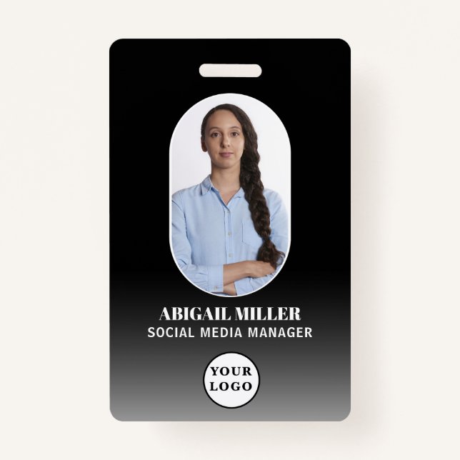Custom Employee Photo Gradient Arch Badge (Front)