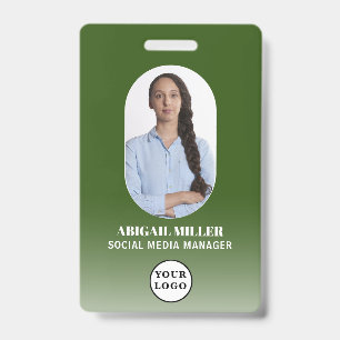 Custom Employee Photo Gradient Arch Green Badge
