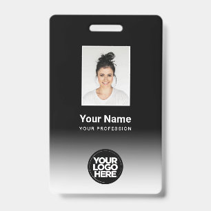 Custom Employee Photo Gradient Black White Badge