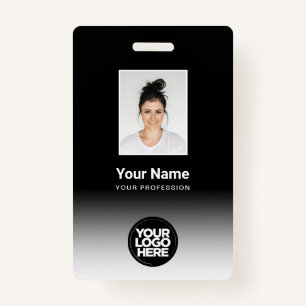 Custom Employee Photo Gradient Black White Badge