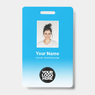 Custom Employee Photo Gradient Light Blue Badge
