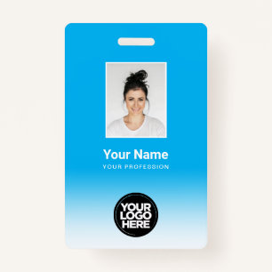 Custom Employee Photo Gradient Light Blue Badge