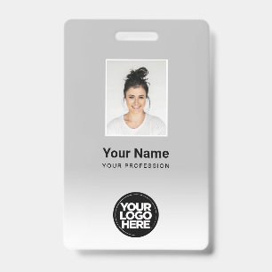 Custom Employee Photo Gradient Light Grey Badge