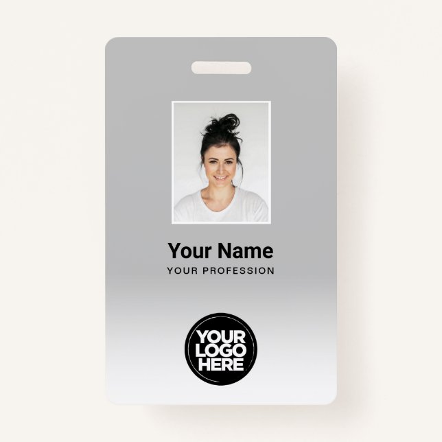 Custom Employee Photo Gradient Light Grey Badge (Front)