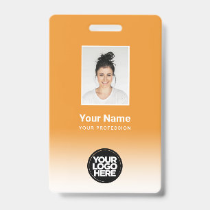 Custom Employee Photo Gradient Orange Badge