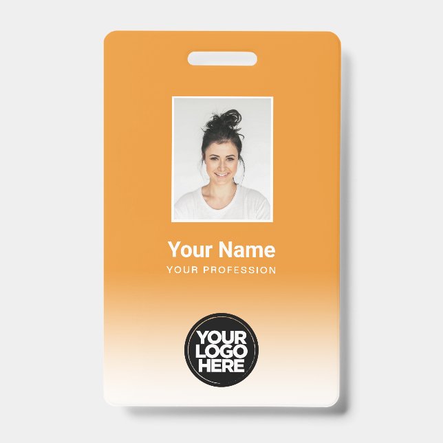Custom Employee Photo Gradient Orange Badge (Front)