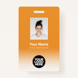 Custom Employee Photo Gradient Orange Badge