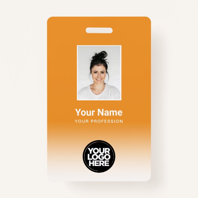Custom Employee Photo Gradient Orange Badge (Front)