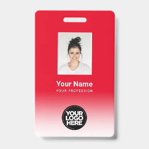 Custom Employee Photo Gradient Red Badge