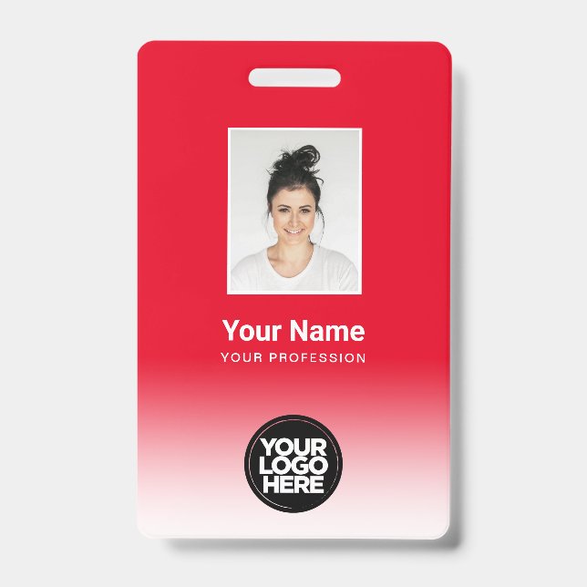 Custom Employee Photo Gradient Red Badge (Front)