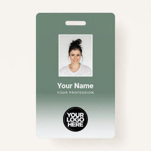 Custom Employee Photo Gradient Sage Green Badge