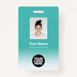 Custom Employee Photo Gradient Turquoise Badge