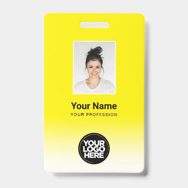 Custom Employee Photo Gradient Yellow Badge (Front)