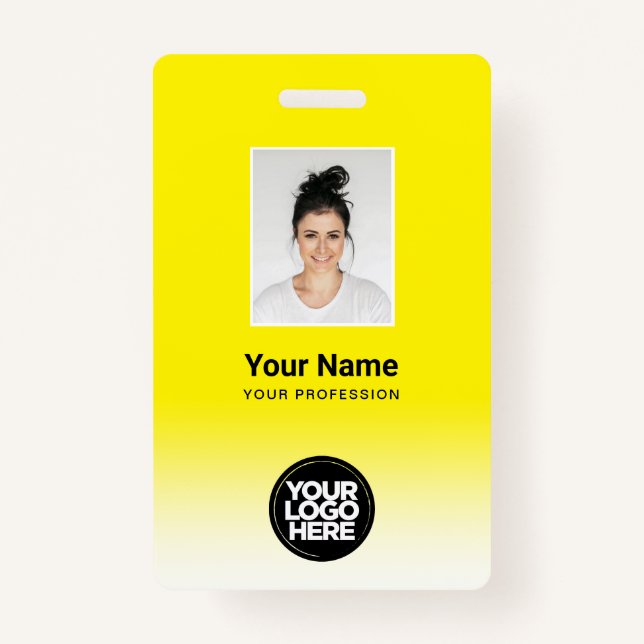 Custom Employee Photo Gradient Yellow Badge (Front)