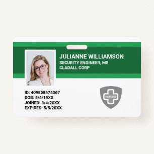 Custom Employee Photo ID, Barcode & Logo Company Badge