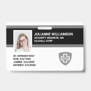 Custom Employee Photo ID, Barcode & Logo Company Badge