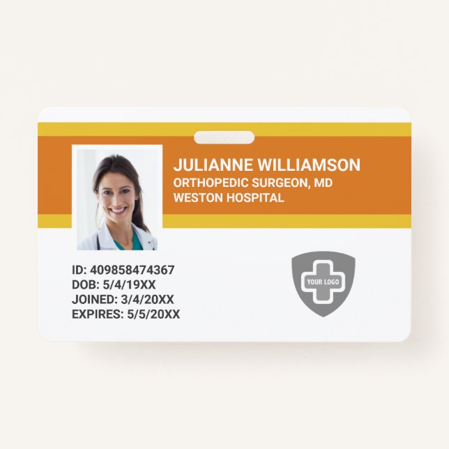 Custom Employee Photo ID, Barcode & Logo Company Badge (Front)