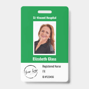 Custom Employee Photo  ID BarCode Logo Name Badge