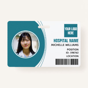 Custom employee photo ID barcode logo name Badge