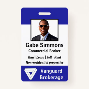 Custom Employee Photo ID - Blue, Vertical Badge