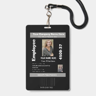 Custom Employee Photo ID Company Security Black Badge
