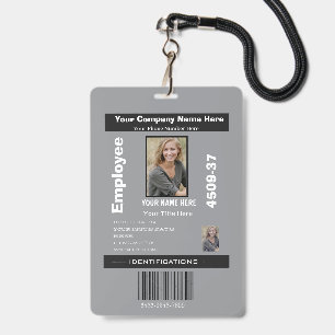 Custom Employee Photo ID Company Security Grey Badge