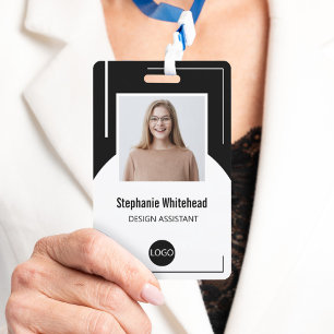 Custom Employee Photo ID Logo Black Badge
