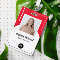 Custom Employee Photo ID Logo Red