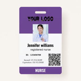 Custom Employee Photo ID & Logo With Qrcode   Name Badge