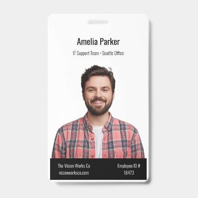 Custom Employee Photo Identity Design Badge (Front)