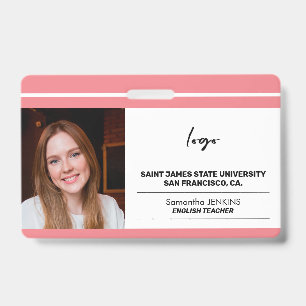 Custom employee photo logo and bare code template badge