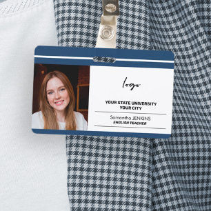 Custom employee photo logo and bare code template badge