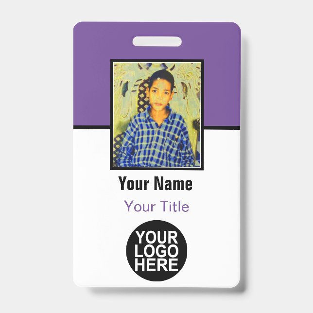 Custom Employee - Photo, Logo, Bar Code and Name Badge (Front)