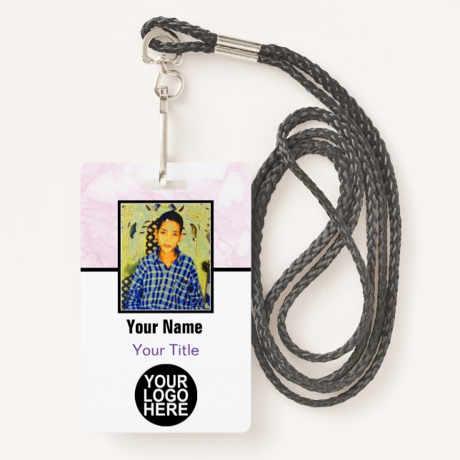 Custom Employee - Photo, Logo, Bar Code and Name Badge (Front with Lanyard)