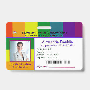 Custom Employee Photo Logo Bar Code Gay Rainbow Badge