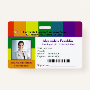 Custom Employee Photo Logo Bar Code Gay Rainbow Badge