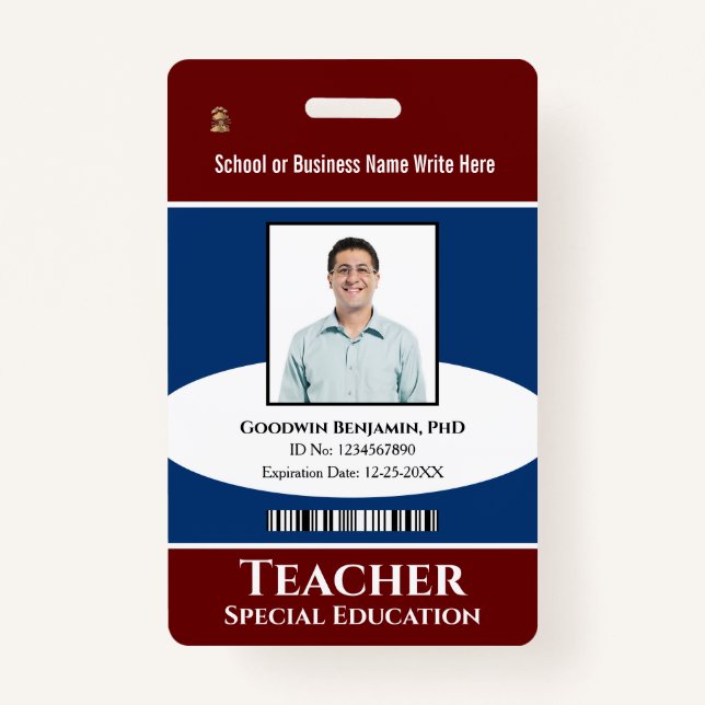 Custom Employee Photo Logo Bar Code Name Badge (Front)