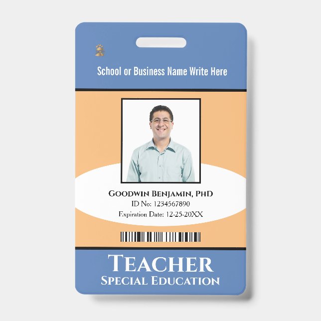 Custom Employee Photo Logo Bar Code Name Badge (Front)