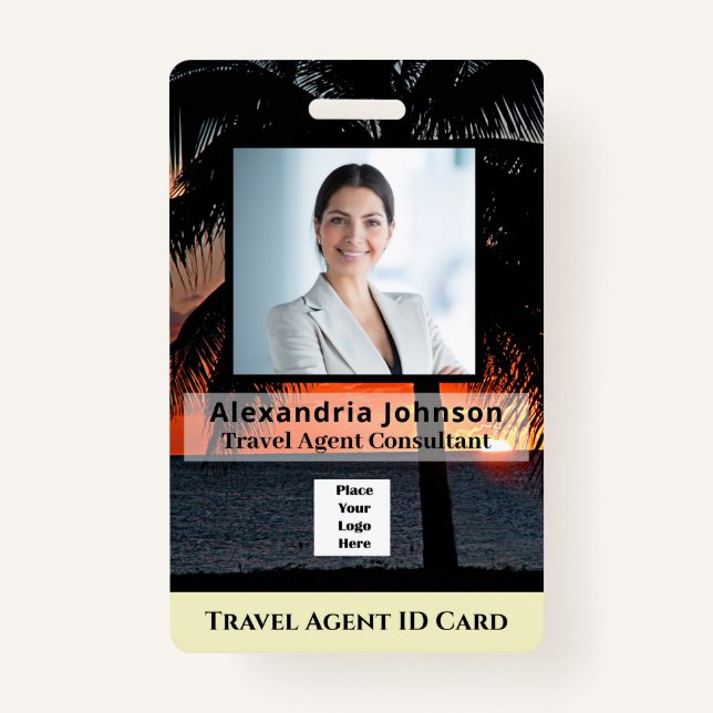 Custom Employee Photo Logo Bar Code Name Badge (Front)