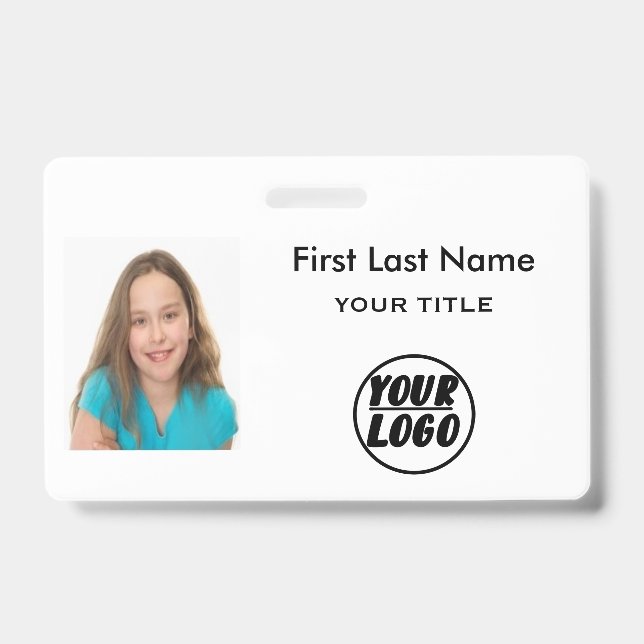 Custom Employee Photo | Logo, Bar Code name Badge (Front)